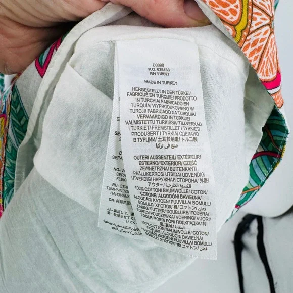 Boden Tropical Fruit Floral Cotton Mini Dress Size 2 Botanical Resortwear - Picture 8 of 9